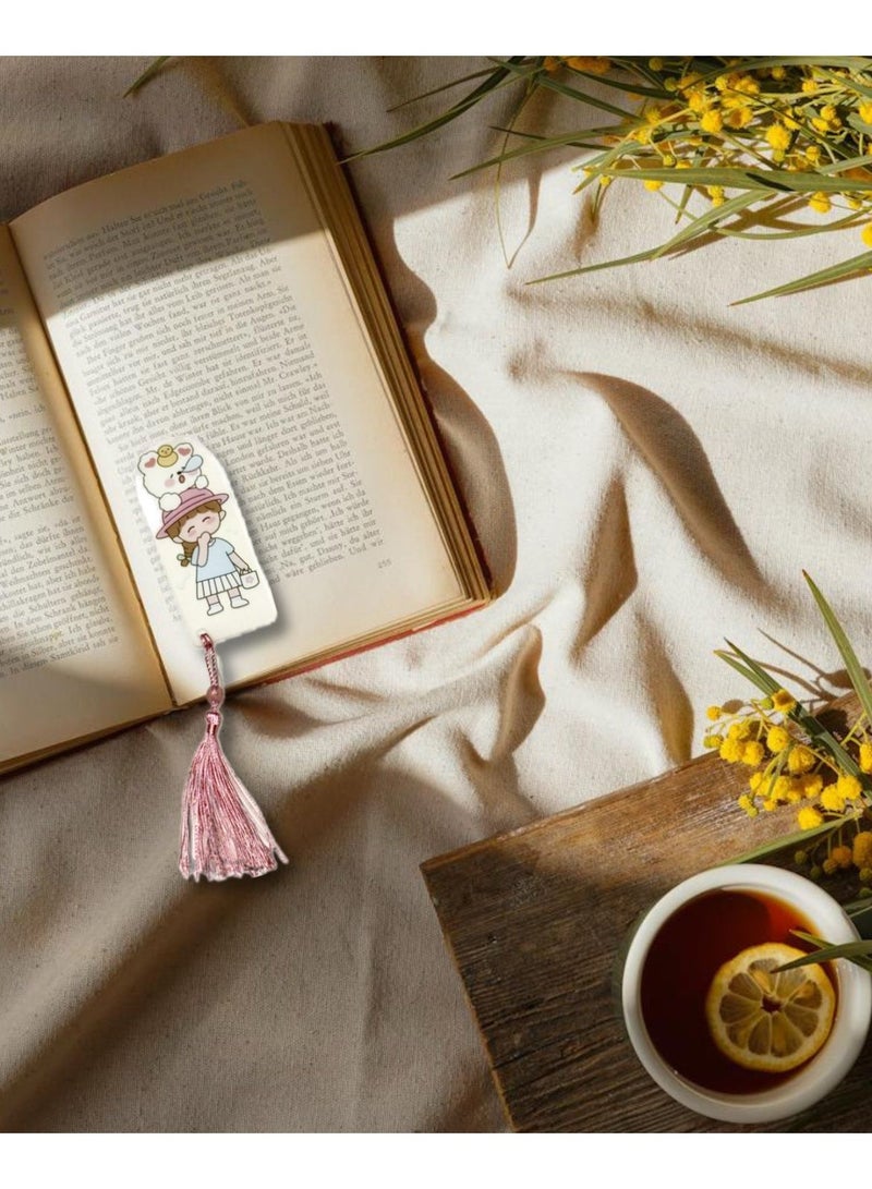 Bookmark, book reading divider, cute bookmark for girls, book coding divider, single bookmark in the shape of a little girl, reusable tab, book reading indicator, bookmarks for reading, bookmark and bookmark. - Image 1